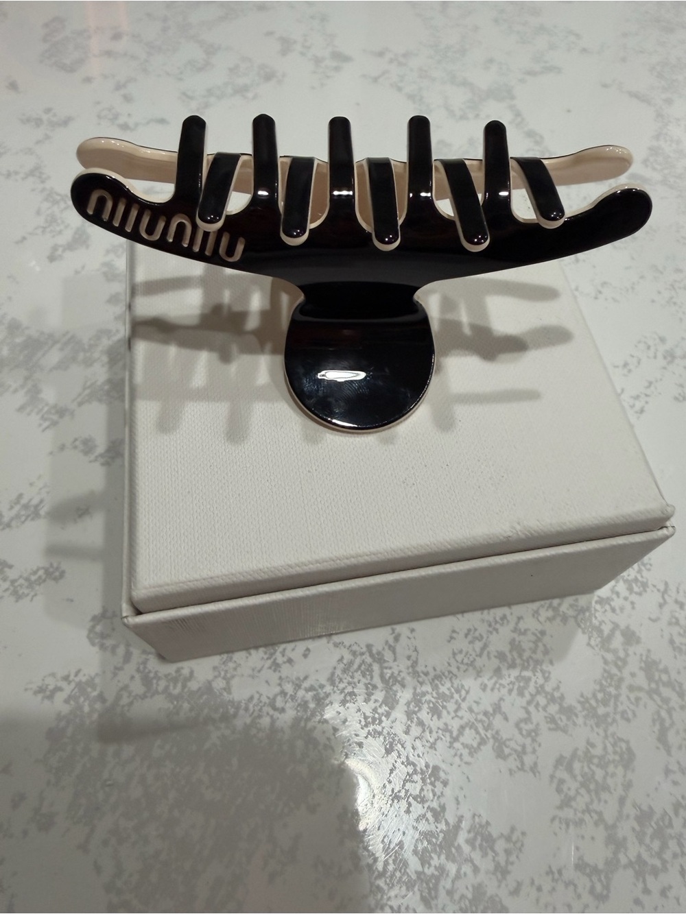 Black and Cream Women Hair Claw Clip - Stylish Everyday Accessory